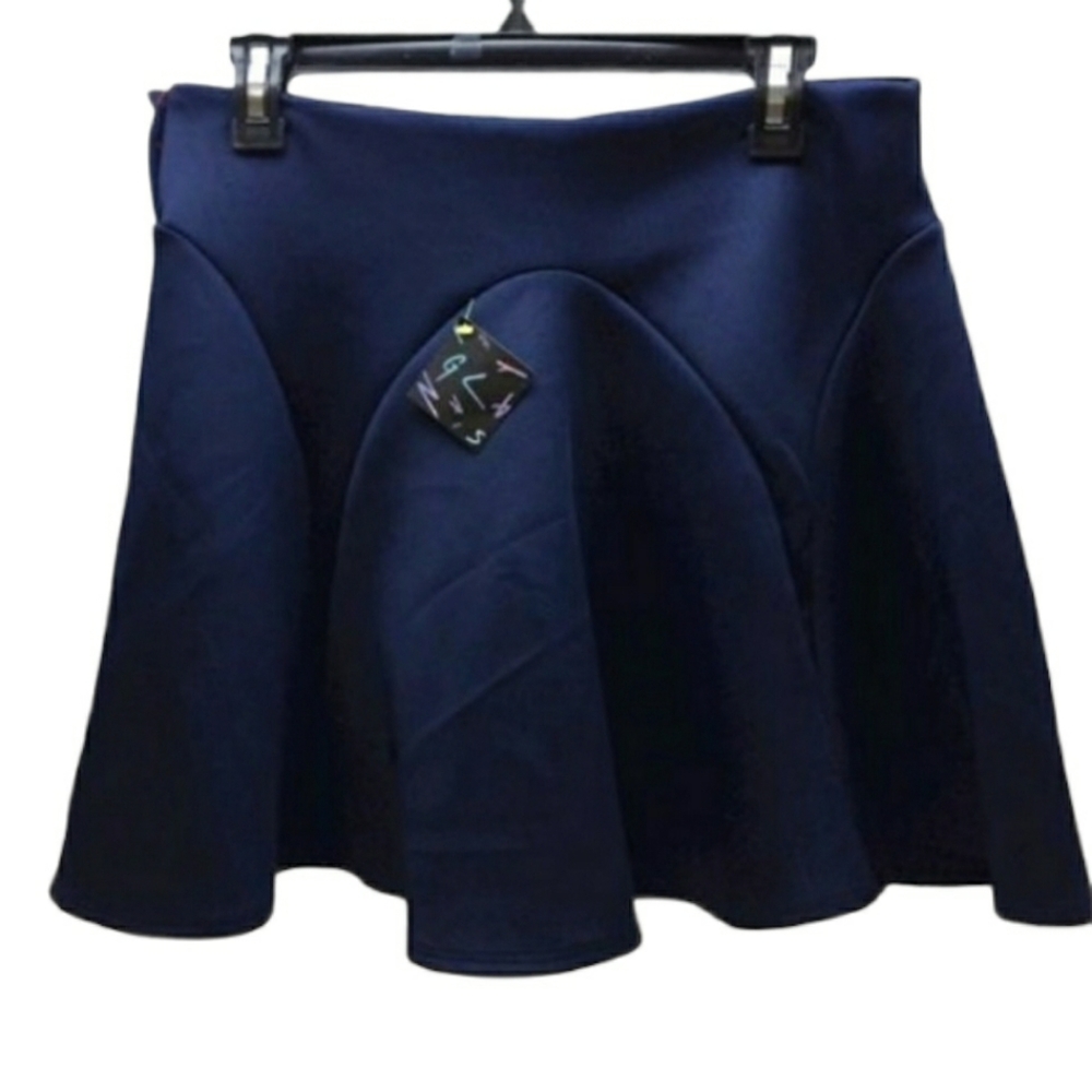 Nasty Gal Sz L Navy Scuba Circle Skirt NWT